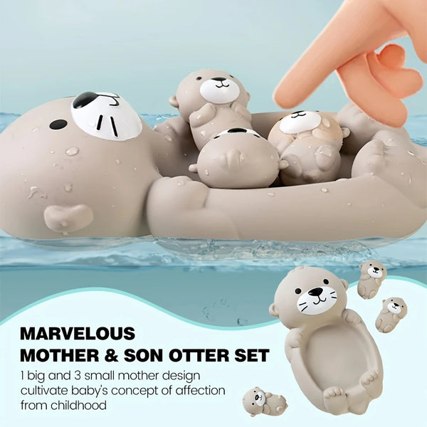 Set of otter figurines with a mother and three sons, designed to cultivate a baby's concept of affection.