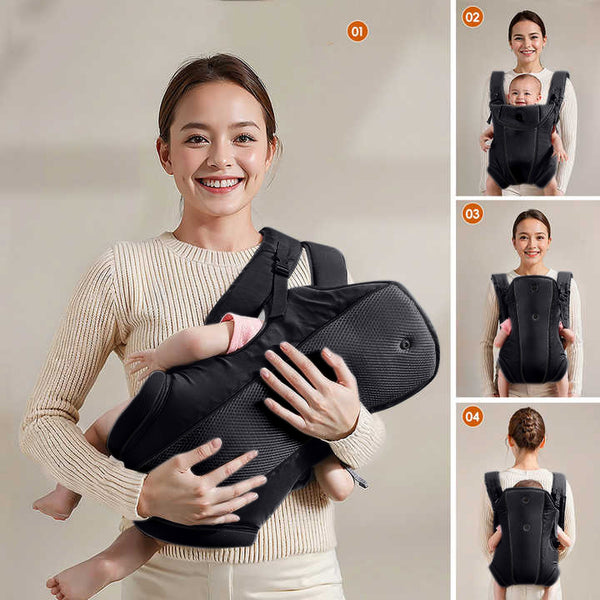 Black - Baby Carrier four Adjustable straps, Quick release buckles
