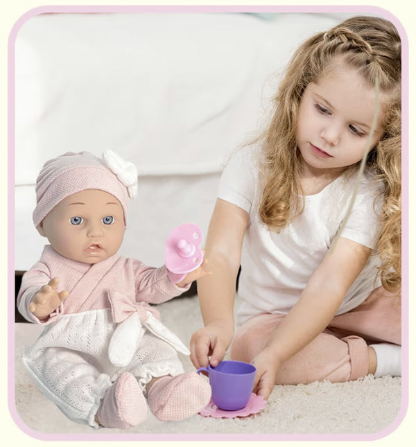 12IN/30CM Baby Doll in Gift Box with Pink Cloths, Blanket, and Feeding Bottle. Gift for Ages 2+