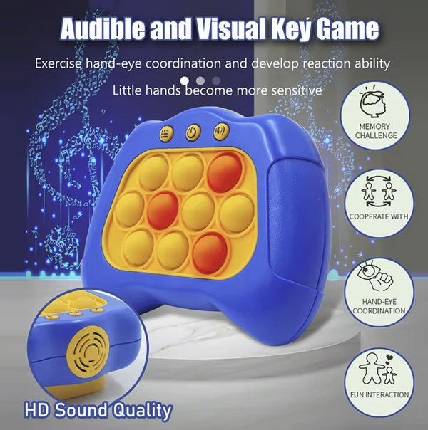Push Handheld Game Console, Four playing modes, Breakout, Memory, Scoring, Multiplayer - Blue