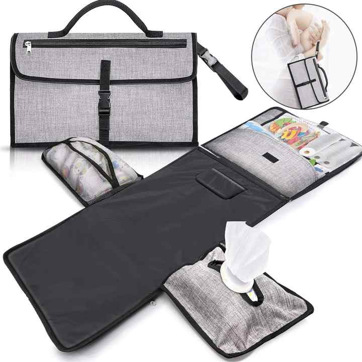 Portable and Waterproof XL Baby Changing Mat - Grey
