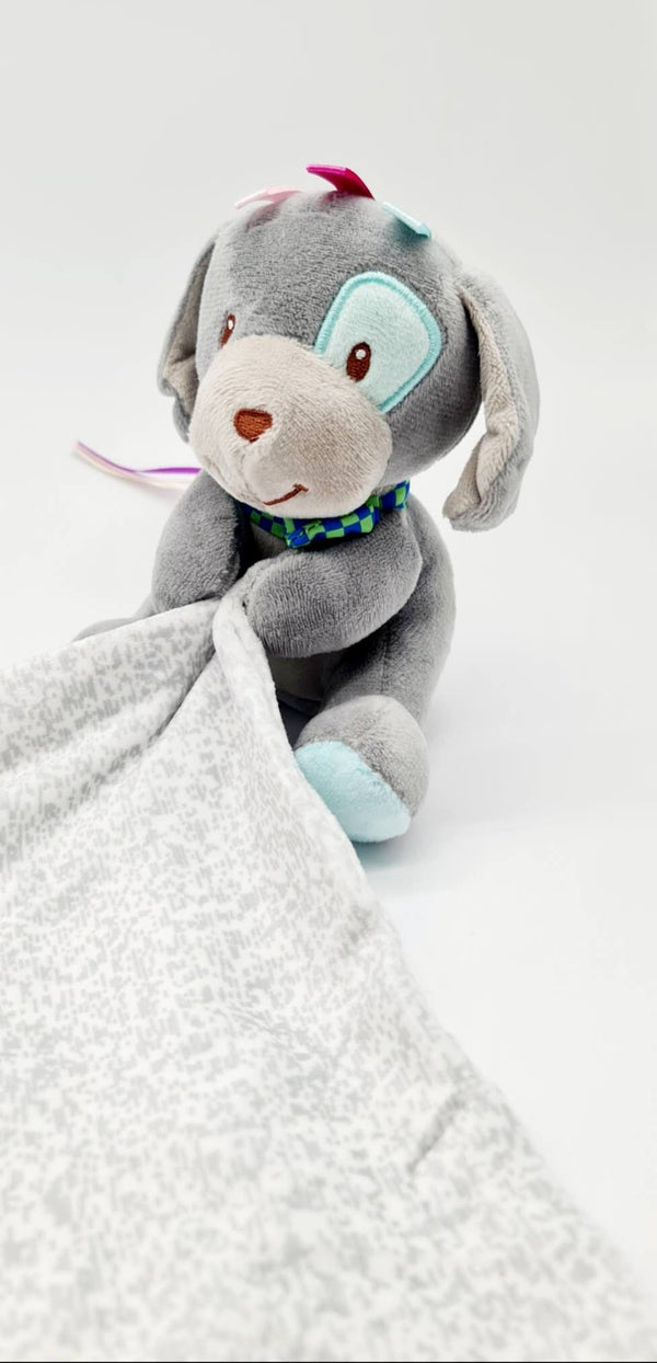 Comfort blanket  - Puppy bear with comfort blanket - 27cm x 25cm