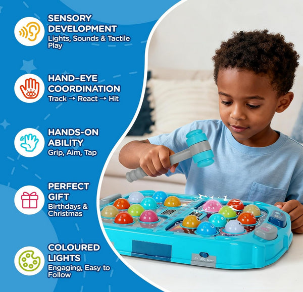 Whack-a-Mole Game, Interactive Hammer Toy with Lights & Sounds, Play Modes with 2 Hammers, Educational Toy Pounding Game for Children Ages 3-8, Gifts for Boys and Girls.