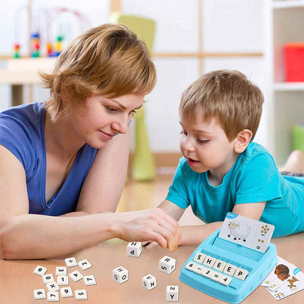 Pup Go Letter Game -  The Essential Educational Toy for Children Aged 3 to 8 - Includes 32 Flash Cards 25 Number Blocks 10 Letter Cubes 1 Matching Tray