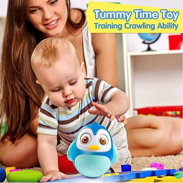 Baby Toys 6 to 12 Months, Tummy Time Wobbler Toy, Penguin Tumbler Wobbler Toys for Infant Boy Girl