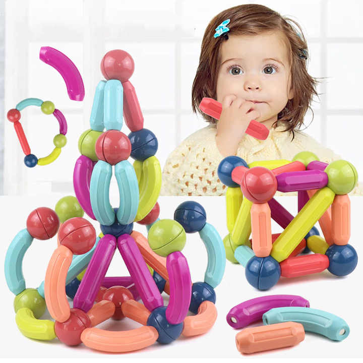 Magnetic Building Blocks (2 years +)  Early Learning - Variety Kids Magnetic Rod Building Blocks for Children Toys