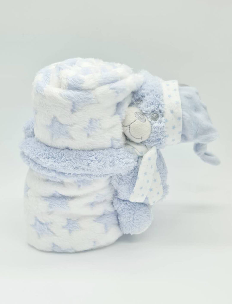 Comfort Blanket  - Blue bear with comfort blanket 100cm x 15cm