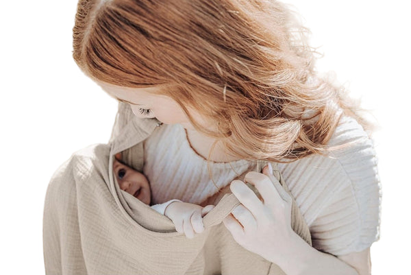 Cream - Nursing Breastfeeding Cover ,Cotton Breast Feeding Cover for Mum, Adjustable Strap, Multi Use Car Seat Stroller Cover