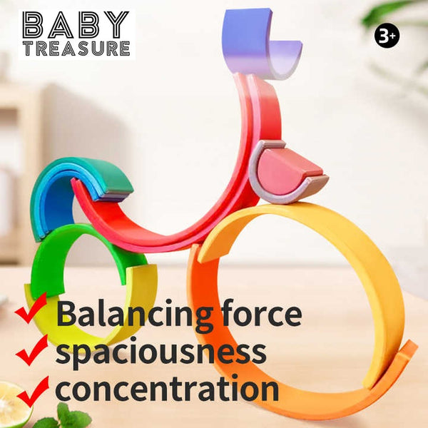 Montessori Toy - Wooden Rainbow: Colourful and Stackable (1+ Years)