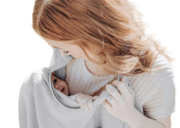 Grey - Nursing Breastfeeding Cover ,Cotton Breast Feeding Cover, Adjustable Strap, Multi Use Car Seat Stroller Cover - Grey