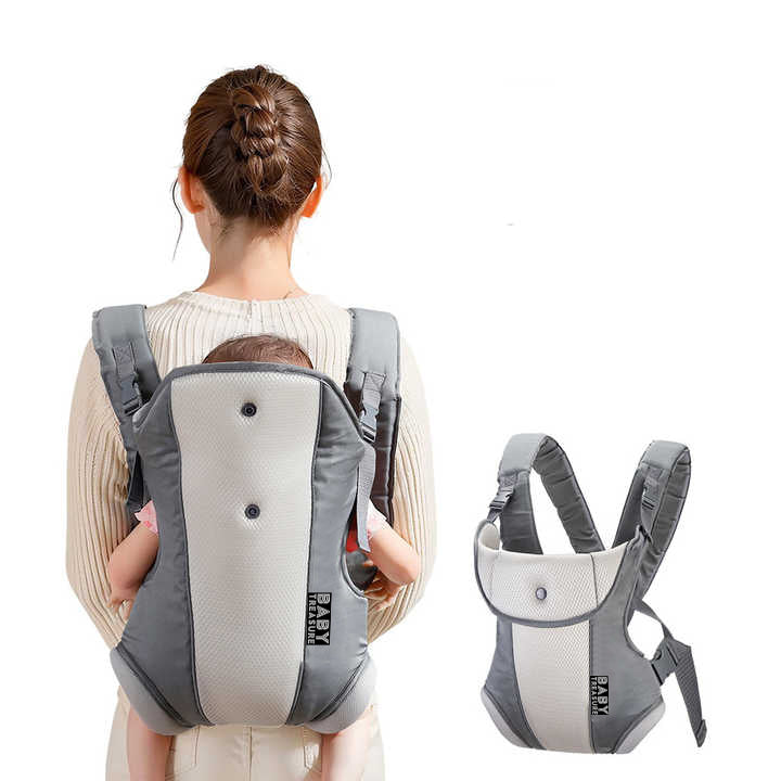 Grey - Baby Carrier four Adjustable straps, Quick release buckles