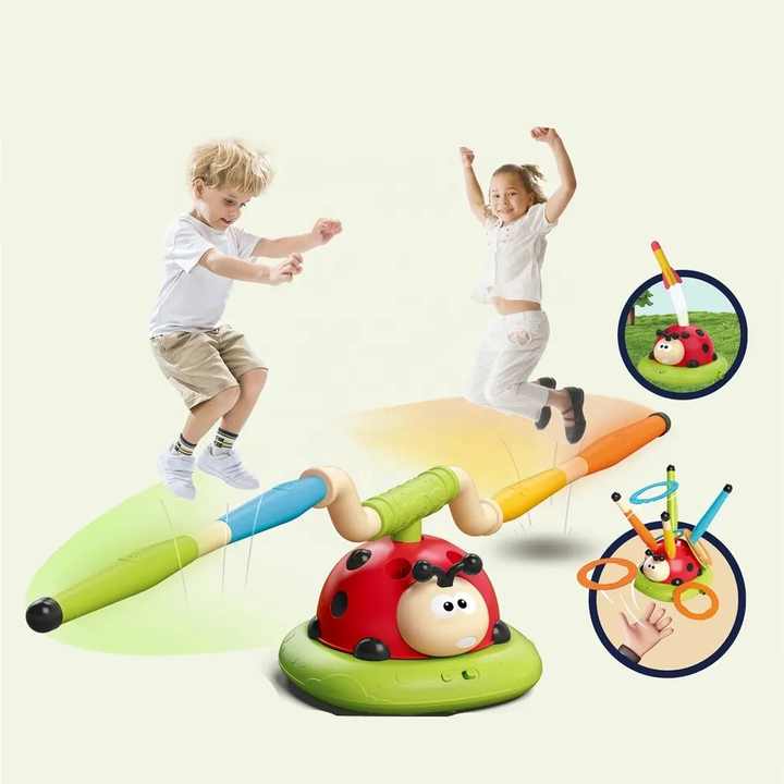 3 in 1 Musical Jump, Ring Toss Game, Rocket Launcher for Kids Outdoor Toys, Garden Games for Ages 1-5 With Remote Control, Toddler Outdoor Games for Boys Girls Gifts