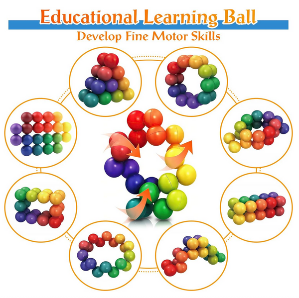3D Puzzle Ball Sensory Toys, Educational Toys, Rainbow Art Balls Sensory Learning Fidget Toys for Kids, Office Desk Toy Used to Relieve Stress, Autism Toys Fun Toy Christmas & Birthday Gift